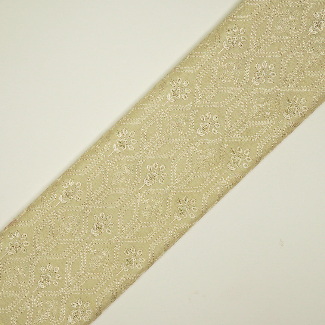 Taraangi Jaal on Cream Dola Silk Embroidered Fabric