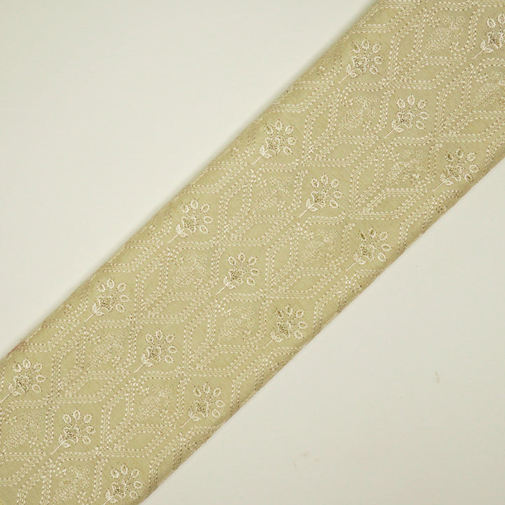 Taraangi Jaal on Cream Dola Silk Embroidered Fabric