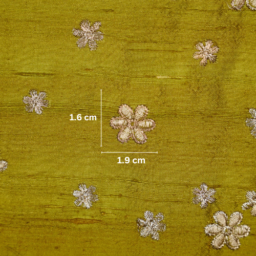 Afnan Buti on Olive  Raw Silk Embroidered Fabric