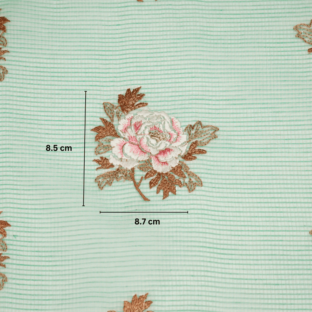 Reeva Buta on Aqua Green Munga Kota Embroidered Fabric