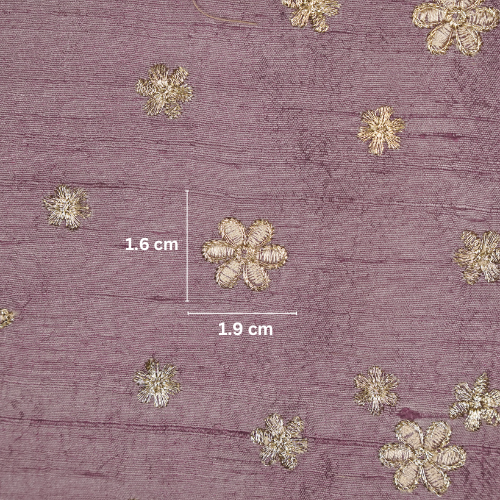 Afnan Buti on Deep Mauve Raw Silk Embroidered Fabric