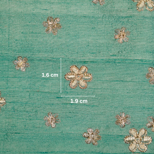Afnan Buti on Light Turquoise Raw Silk Embroidered Fabric