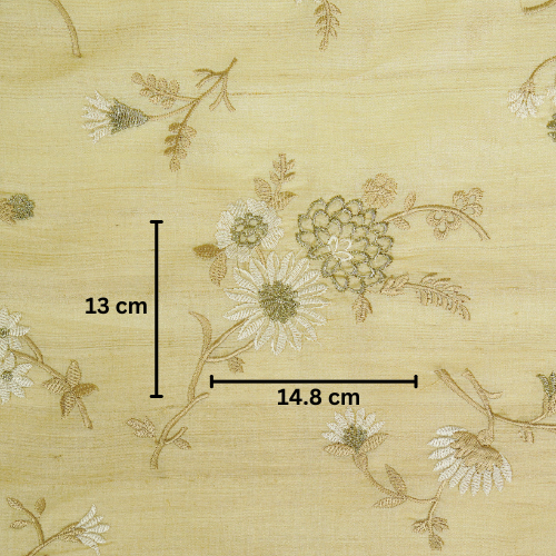 Mahzar Jaal On Natural Tussar Silk Embroidered Fabric