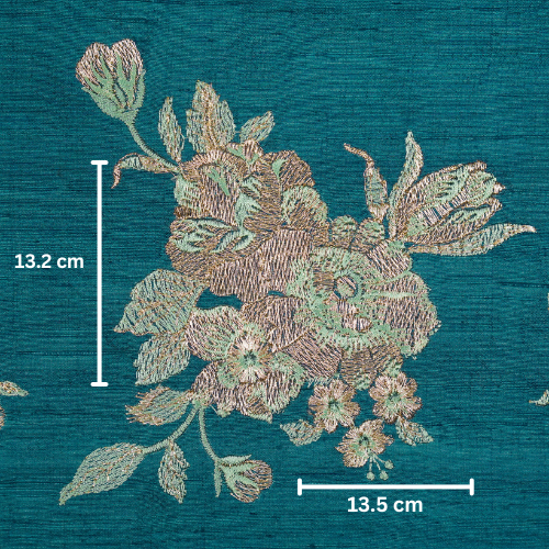 Taru Buta on Royal Blue Raw Silk Embroidered Fabric