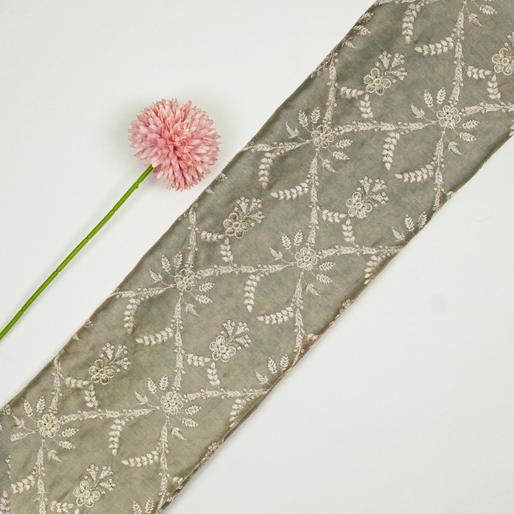 Trishika Jaal on Mouse Silk Chanderi Embroidered Fabric