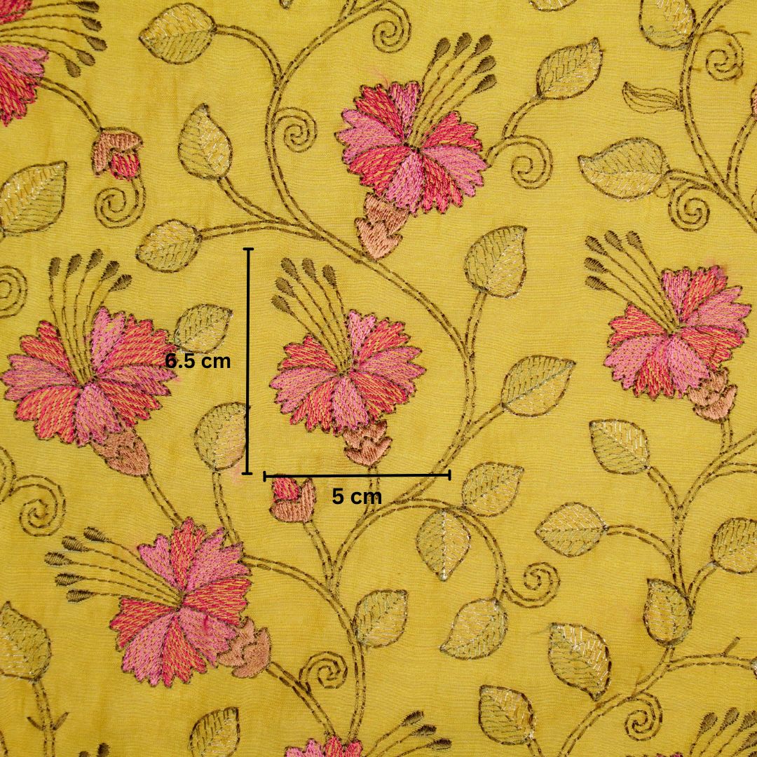 Sampavi Floral Jaal on Gold Silk Chanderi