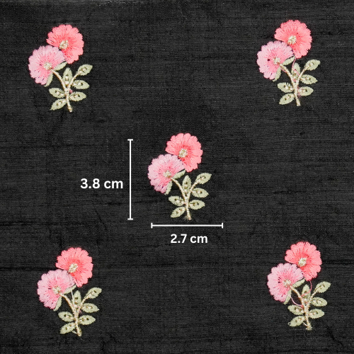 Ziya Buti on Black Raw Silk Embroidered Fabric