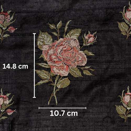 Samreen Buta on Black Tussar Silk Embroidered Fabric