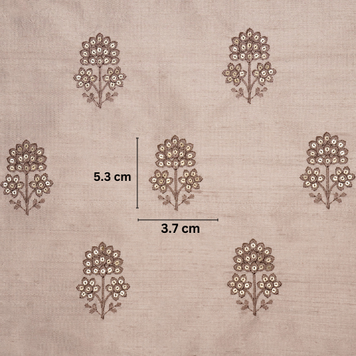 Shiza Buti on Blush Raw Silk Embroidered Fabric