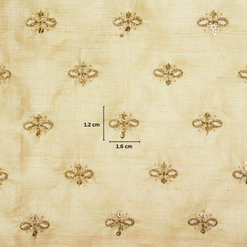 Bindra Buti On Natural Tussar Silk Embroidered Fabric