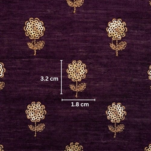 Ratrika Buti on Dark Purple Munga Silk Embroidered Fabric