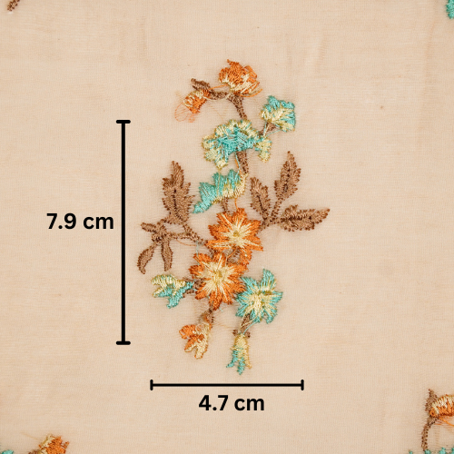 Ayda Buta Buti Mixture on Light Peach Cotton Silk Embroidered Fabric