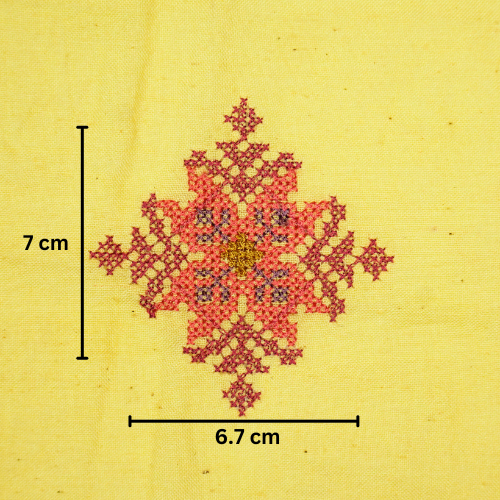 Nilaya Buta Buti Mixture on Yellow Cotton Linen Embroidered Fabric