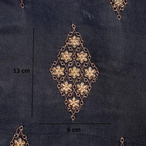 Aseela Buta on Navy Blue Semi Georgette Embroidered Fabric
