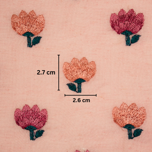 Ruhiya Buti on Pink Cotton Linen Embroidered Fabric