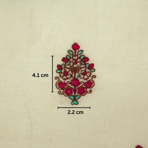 Lavika Buti on Natural Ivory Cotton Silk Embroidered Fabric