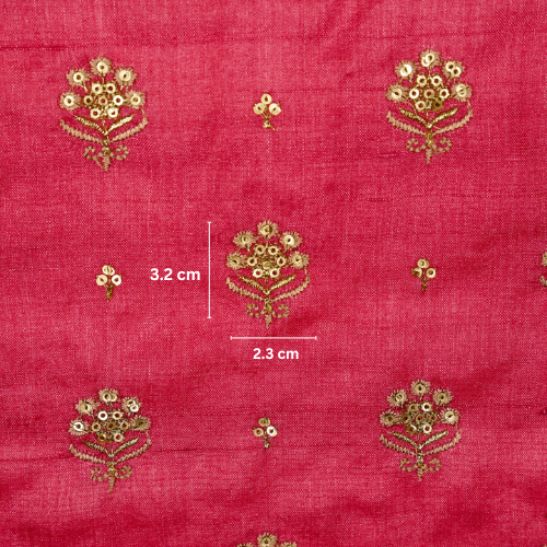 Naaz Buti On Tomato Tussar Silk Embroidered Fabric