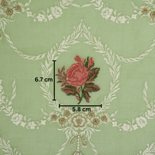 Roseen Jaal on Sea Green Cotton Silk Embroidered Fabric