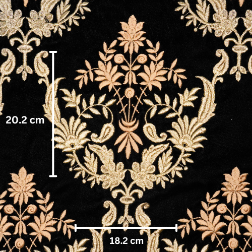 Aftaab Jaal On Black Velvet Embroidered Fabric