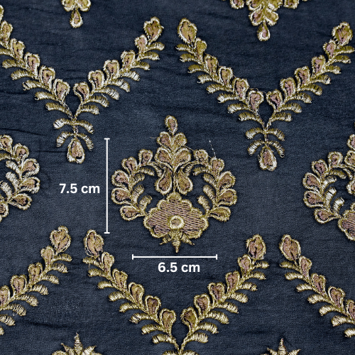 Rounaq Jaal on Navy Blue Semi Georgette Embroidered Fabric