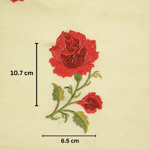 Shaima Buta on Cream Cotton Linen Embroidered Fabric