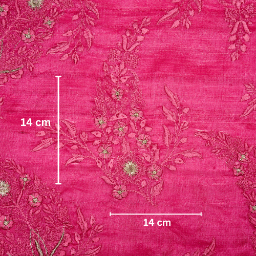Zohra Buta on Fuxia Semi Raw Silk Embroidered Fabric