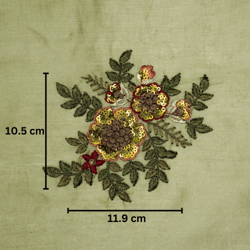 Pushti Buta on Mouse Luxe Silk Chanderi Embroidered Fabric