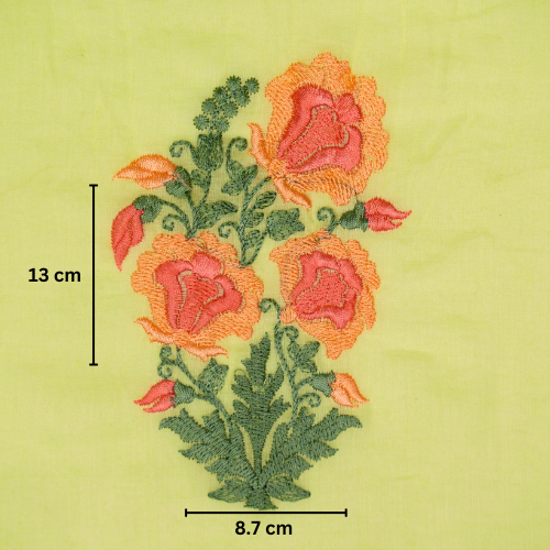 Aria Floral Buta on Lemon Malmal Embroidered Fabric