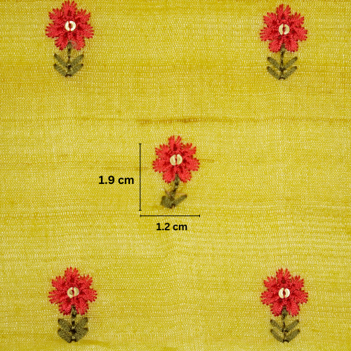 Nurvi Buti On Lemon Tussar Silk Embroidered Fabric