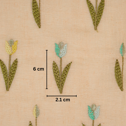 Luma Buti on Light Peach Gauged Linen Embroidered Fabric