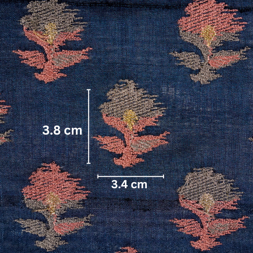 Madhuri Buta on Navy Blue Tussar Silk Embroidered Fabric
