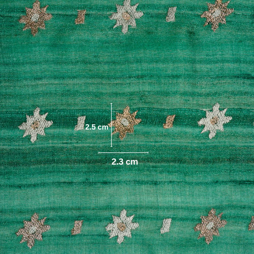 Asin Buti on Teal Tussar Silk Embroidered Fabric