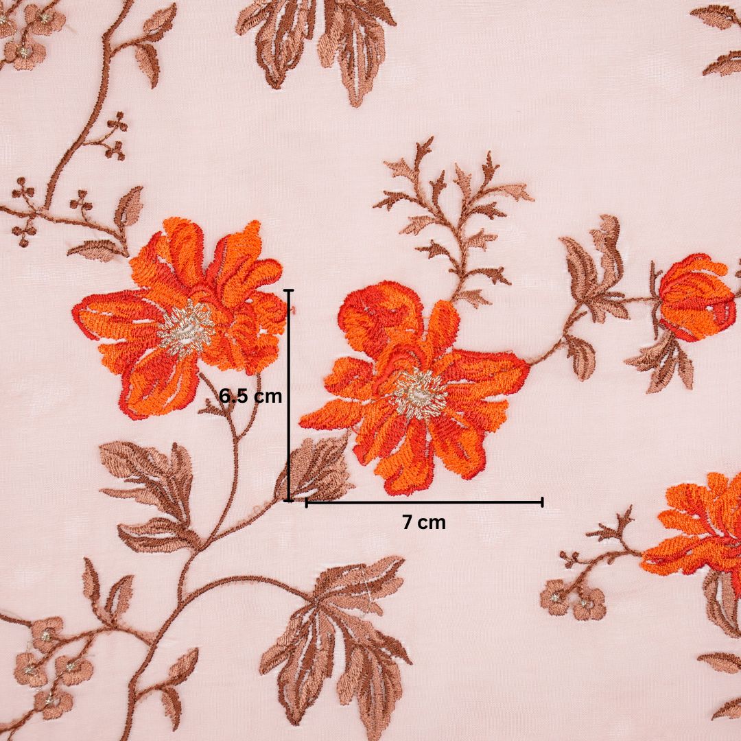 Ayka Floral Jaal on Peach Silk Organza