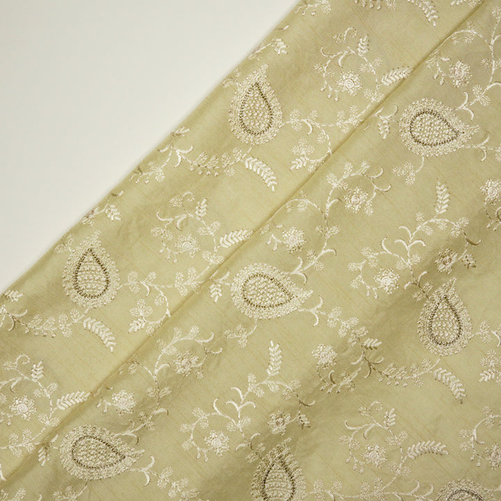 Firdaus Jaal on Cream Semi Raw Silk Embroidered Fabric