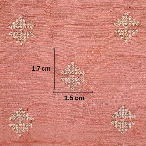 Naqsh Buti on Pink Raw Silk Embroidered Fabric