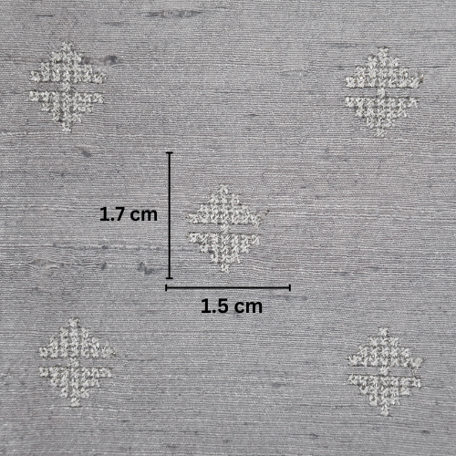 Naqsh Buti on Grey Raw Silk Embroidered Fabric