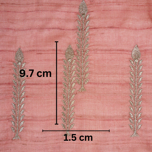 Arika Buta on Onion Pink Tussar Silk Embroidered Fabric