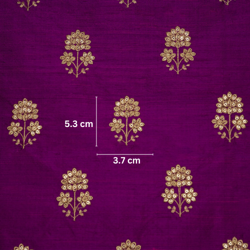 Shiza Buti on Dark Violet Raw Silk Embroidered Fabric