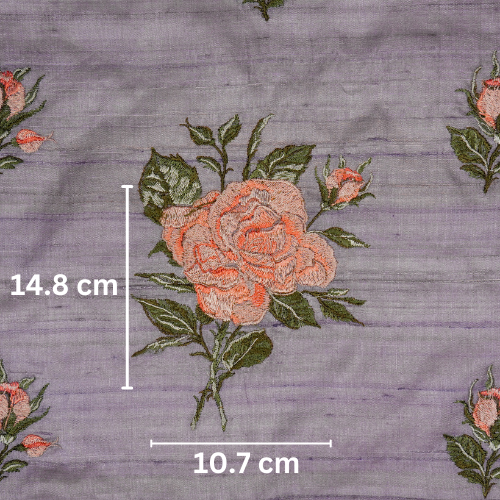 Samreen Buta on Mauve Tussar Silk Embroidered Fabric