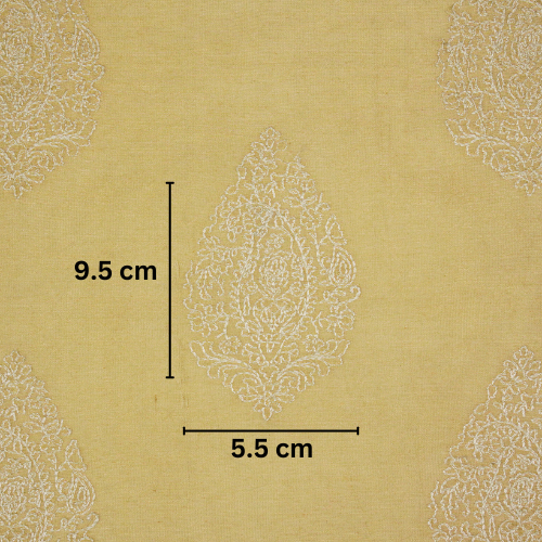 Meherza Buta on Beige Cotton Silk Embroidered Fabric