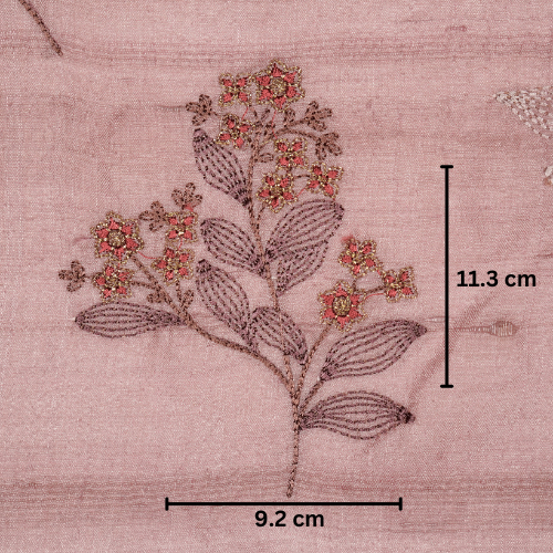 Kisalay Buta On Lilac Tussar Silk Embroidered Fabric