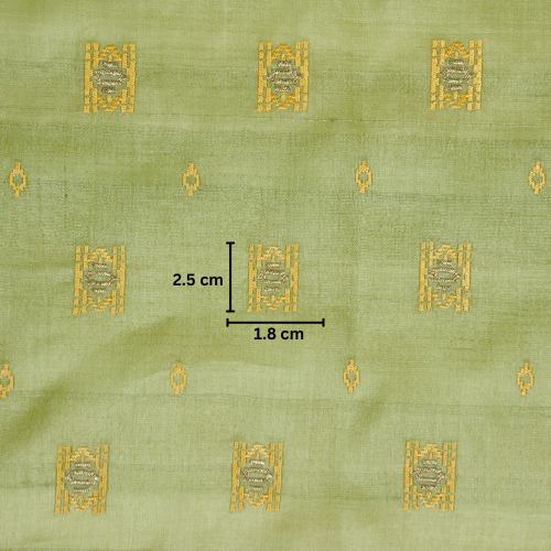 Nishan Buti On Pista Green Tussar Silk Embroidered Fabric