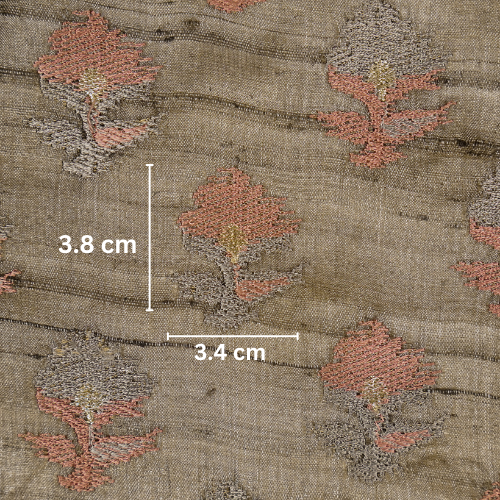 Mouse Tussar Silk Madhuri Buta Embroidered Fabric