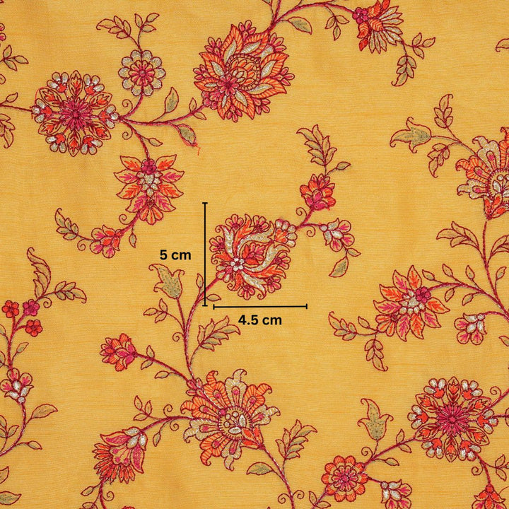 Kriti Jaal on Mustard Semi Raw Silk Embroidered Fabric