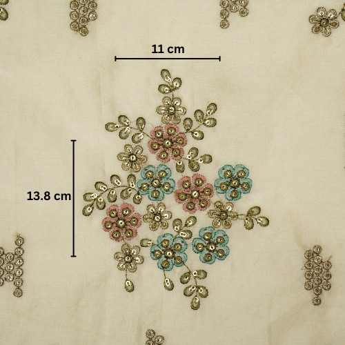 Abeer Bunch Buta on Cream Silk Chanderi Embroidered Fabric