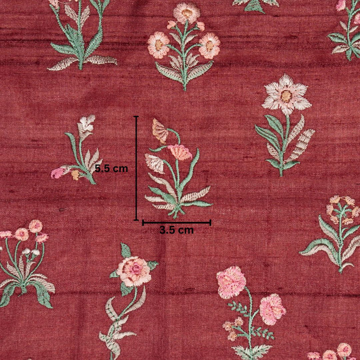 Vasundhara Floral Butas on Wine Tussar Silk