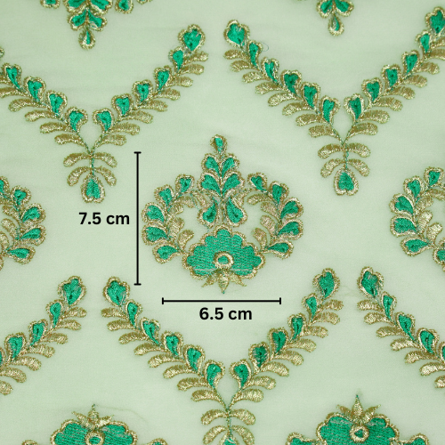 Rounaq Jaal on Sea Green Semi Georgette Embroidered Fabric