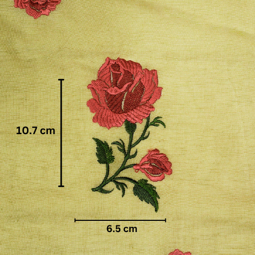 Shaima Buta on Dusky Lemon Cotton Linen Embroidered Fabric