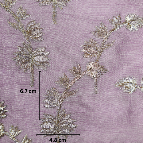 Sunerah Zari Jaal on Lilac Semi Raw Silk Embroidered Fabric