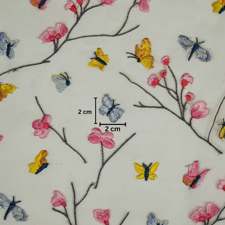 Butterfly Jaal on Ivory Silk Organza